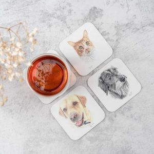 Posavasos con dibujo de mascota