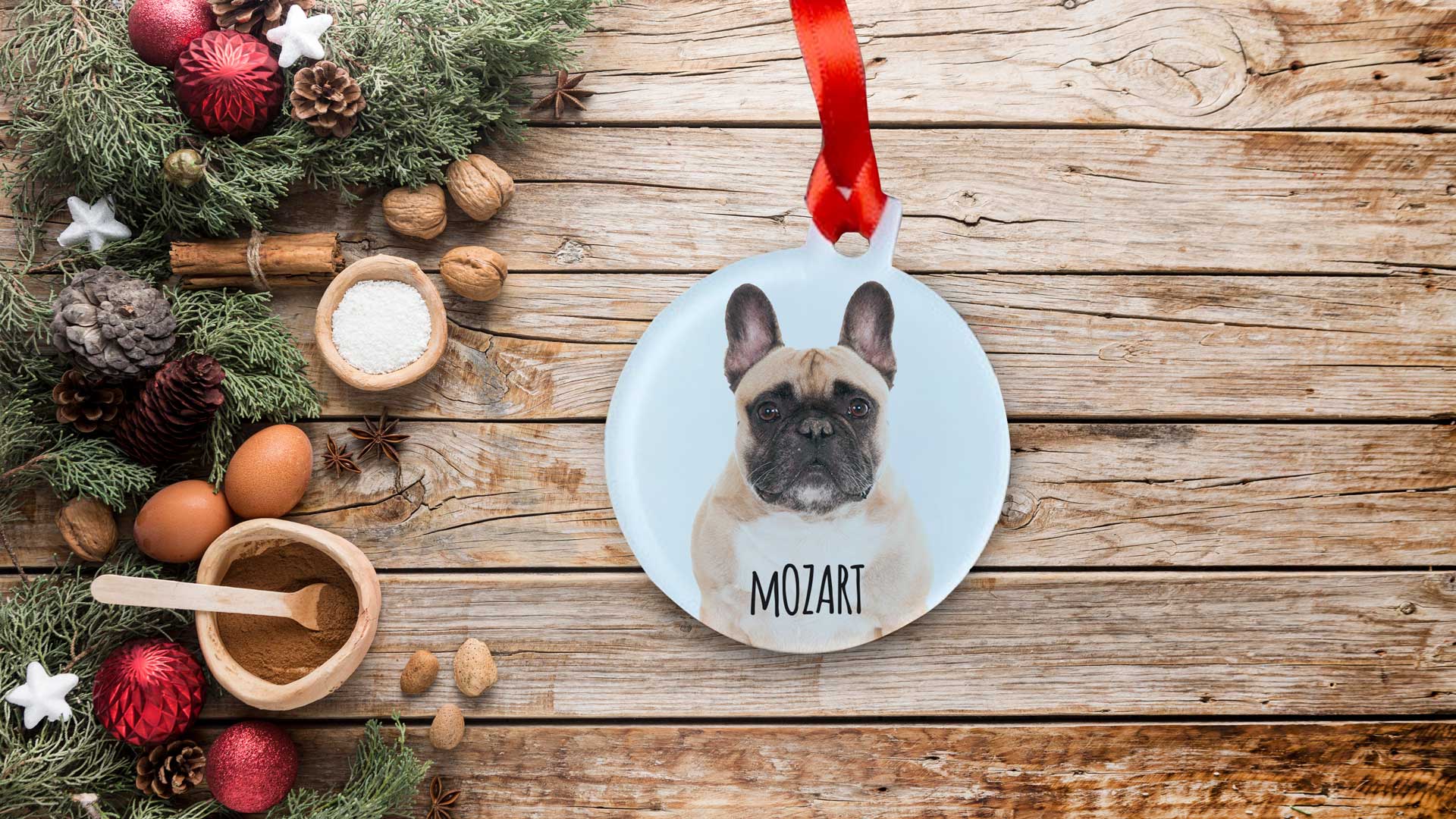 Adorno de navidad personalizado con foto de mascota