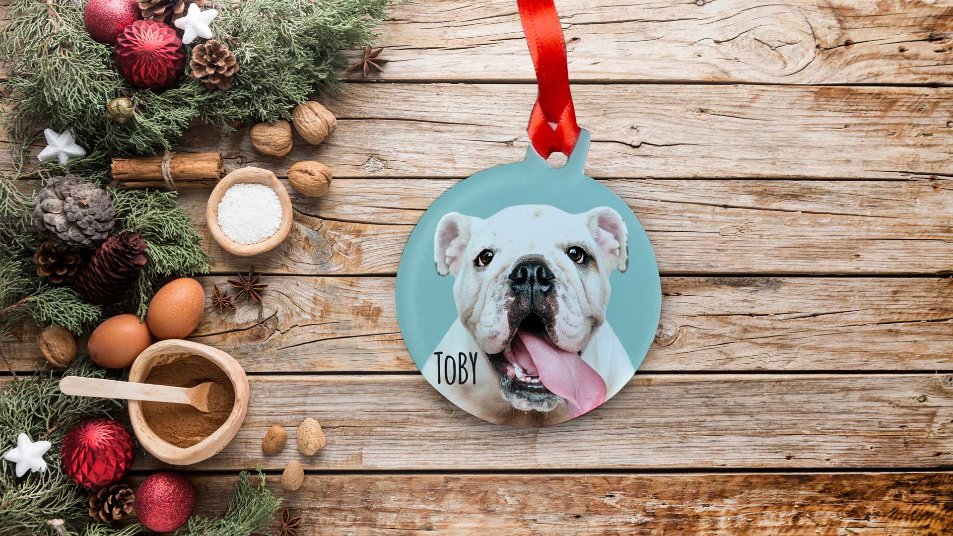 Adorno de navidad personalizado con foto de mascota