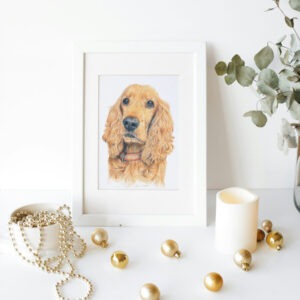 Retrato de mascota a color A5 - Cocker